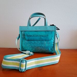 nanette lepore Arianna clear logo satchel with solid wristlet Teal NWT
